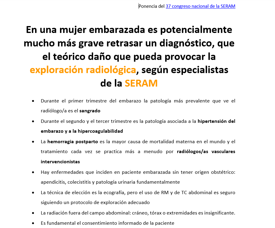 🌍  En el #díamundialUrgenciasyEmergencias, el Dr. Mikel Grau de la #SERAM <a href="/SERAUWeb/">SERAU</a>  resalta que es más grave retrasar un diagnóstico en embarazadas que el posible daño de una exploración radiológica

👉 La #Ecografía, #TC y #RM son claves para garantizar la seguridad de madre y