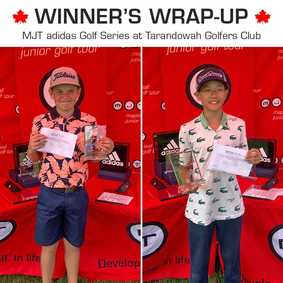 Congratulations to the winners of the 2024 MJT @adidas Golf Series at @tarandowah, Springfield, ON, May 25-26 🏆 Junior Boys: Jax Sisson (76,71=147) Girls 15-19: Nobelle Park (72,65=137) Juvenile Boys: Brayden Card (77,71=148) Bantam Boys: Bryce Burridge (77,78=155) Peewee Boys: