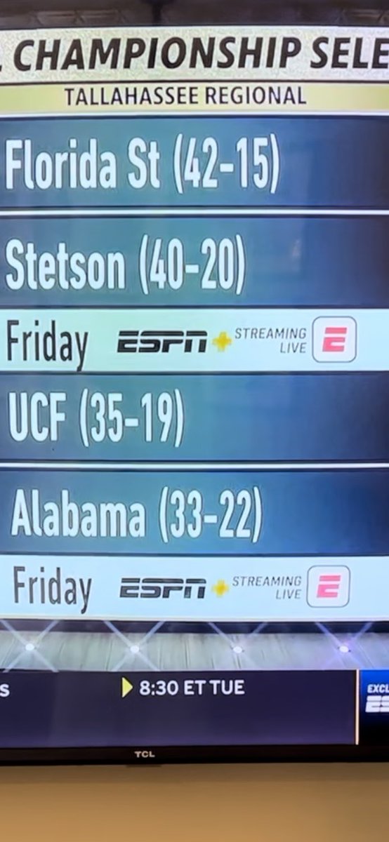 garyharris_wvua's tweet photo. Alabama baseball is going to the Tallahassee Regional and will open up against UCF. https://t.co/qWSn8mtt6J