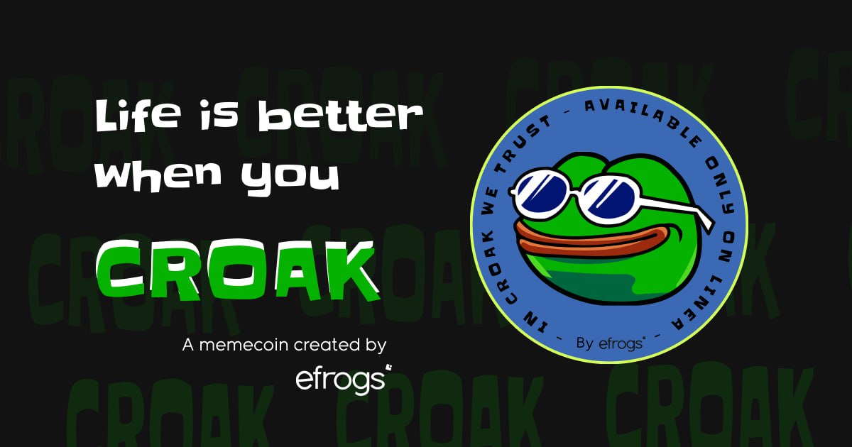 Dear Ethereum Community 💎

$CROAK is live #OnLinea 💚

CA: 0xaCb54d07cA167934F57F829BeE2cC665e1A5ebEF
Twitter: @CROAK_on_Linea
Telegram: t.me/CROAK_on_linea

PS: You are early, Join the Biggest Croaking Community on Linea.