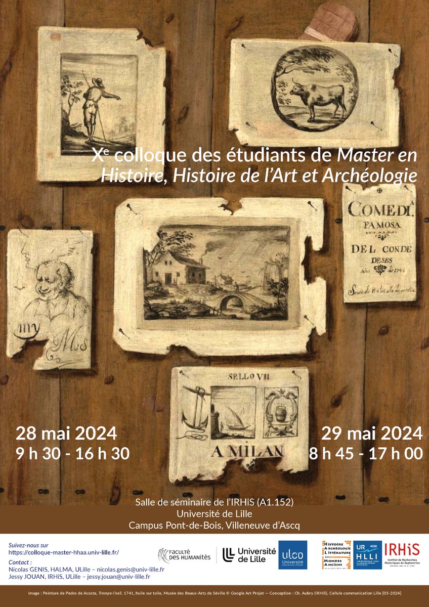 @IRHiS_ULille @RechercheUlille @FHUMA_ULille @HALMA_ULille @ULCO_Univ — 28 et 29 mai Xe Colloque des étudiants de masters en Histoire, Histoire de l'Art et Archéologie — Retrouvez le programme => irhis.univ-lille.fr/detail-event/x…