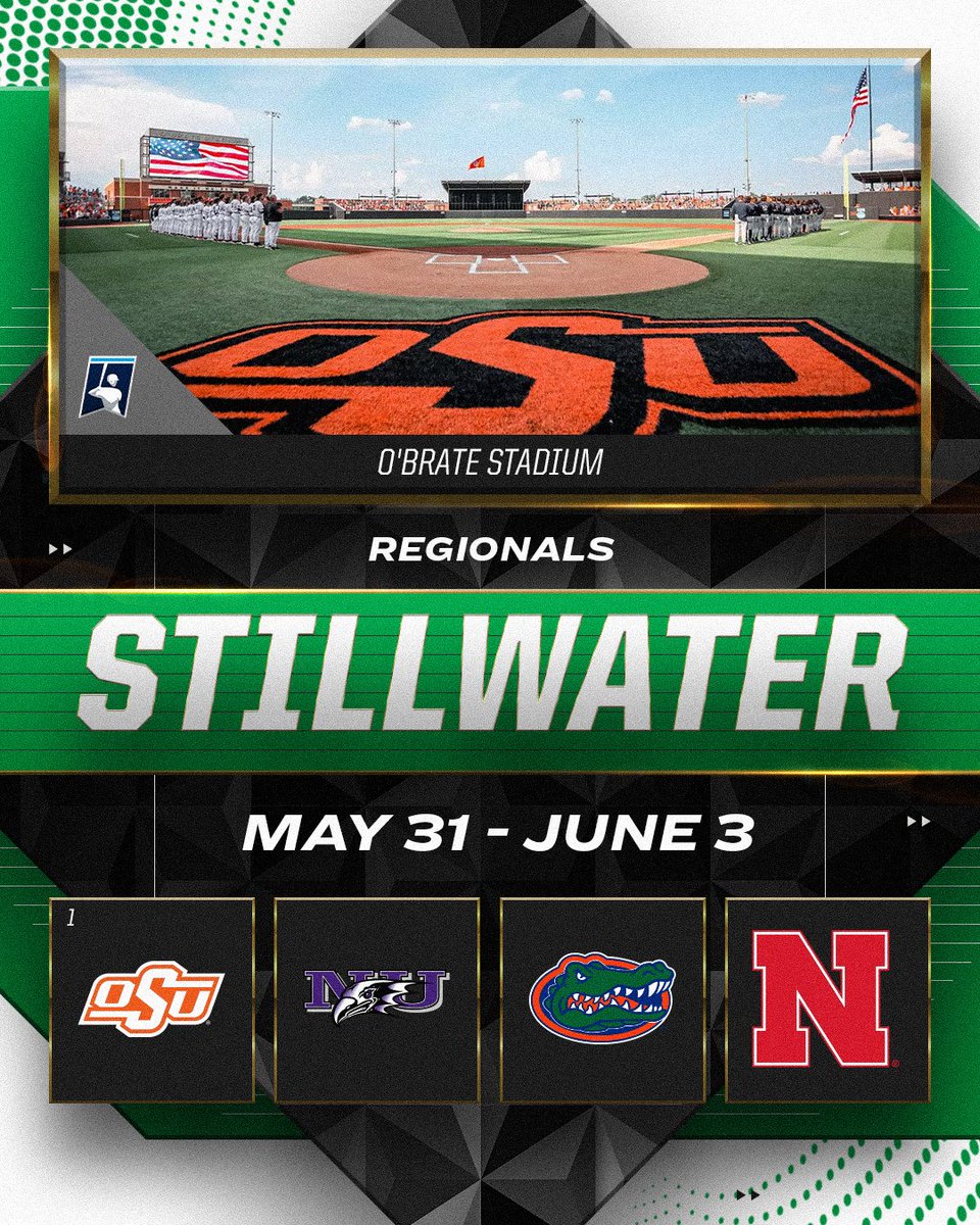 Stillwater Regional

(11) <a href="/OSUBaseball/">OSU Cowboy Baseball</a> 
<a href="/NiagaraBASE/">Niagara Baseball</a> 
<a href="/GatorsBB/">Florida Gators Baseball</a> 
<a href="/HuskerBaseball/">Nebraska Baseball</a> 

#RoadToOmaha