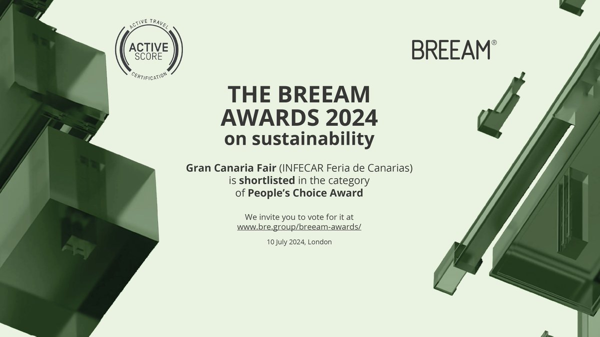 We are pleased to announce that the Gran Canaria Trade Fair Master Plan (INFECAR Feria de Gran Canaria) has been shortlisted for the BREEAM Awards 2024 on sustainability in the People´s Choice Award category. We invite you to vote for us at bre.group/breeam-awards/…