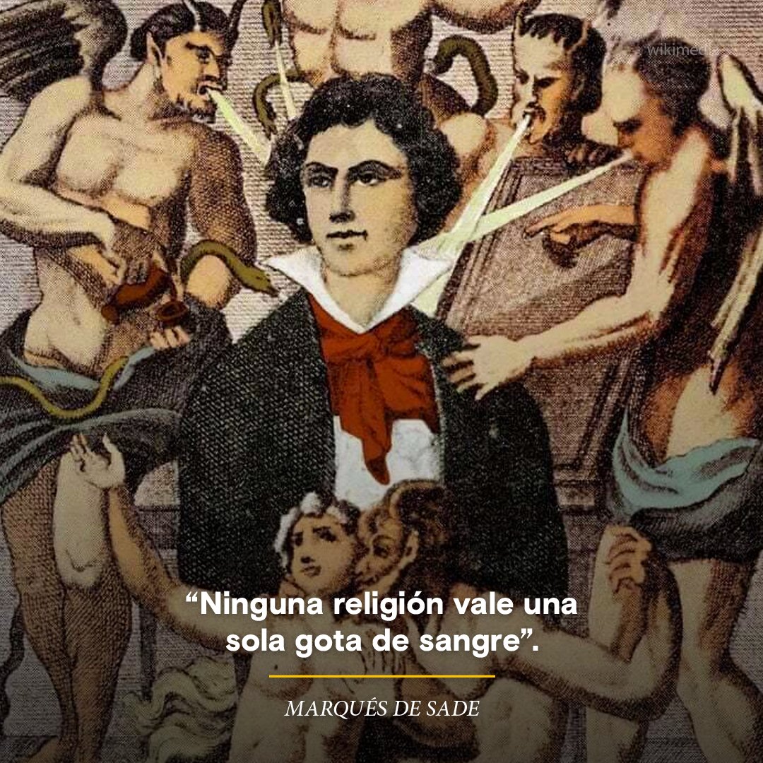 HistoryLA's tweet photo. #HoyEnLaHistoria En 1740, nacía Donatien Alphonse François de Sade, célebremente conocido como el Marqués de Sade, filósofo, escritor y autor de cuentos, ensayos, obras teatrales y grandes novelas, como Los crímenes del amor. 
https://t.co/De3Qk7t8ri https://t.co/QThIMWEJMc