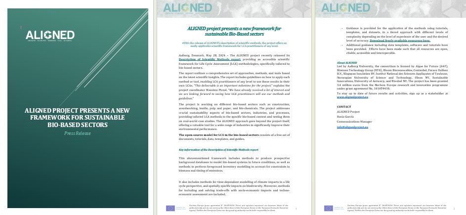 📃New Release: Description of Scientific Methods report! <a href="/ALIGNED_HE/">ALIGNED Project</a> offers an applicable scientific framework for LCA practitioners of any level. The open-source model for LCA in the bio-based sectors consists of a free docs, tutorials, data &amp; templates. alignedproject.eu/documents/#rep…