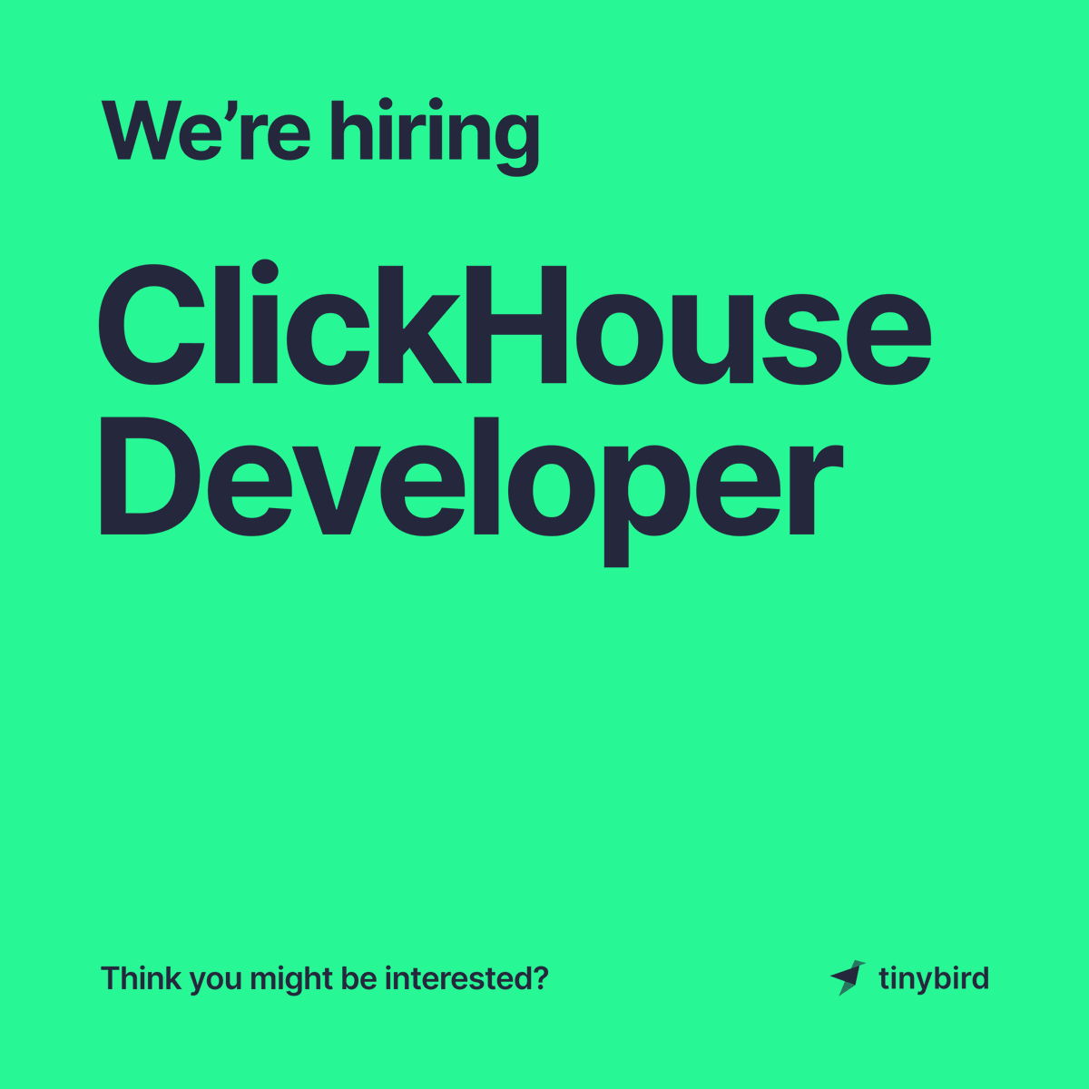 tinybird's tweet photo. We are looking to hire a C++ developer who wants to work on and contribute to open-source ClickHouse. The role is fully remote, ideally based in Europe.

Read more and apply today 👉 https://t.co/lu6UKrbobF https://t.co/0wxMzLPJND