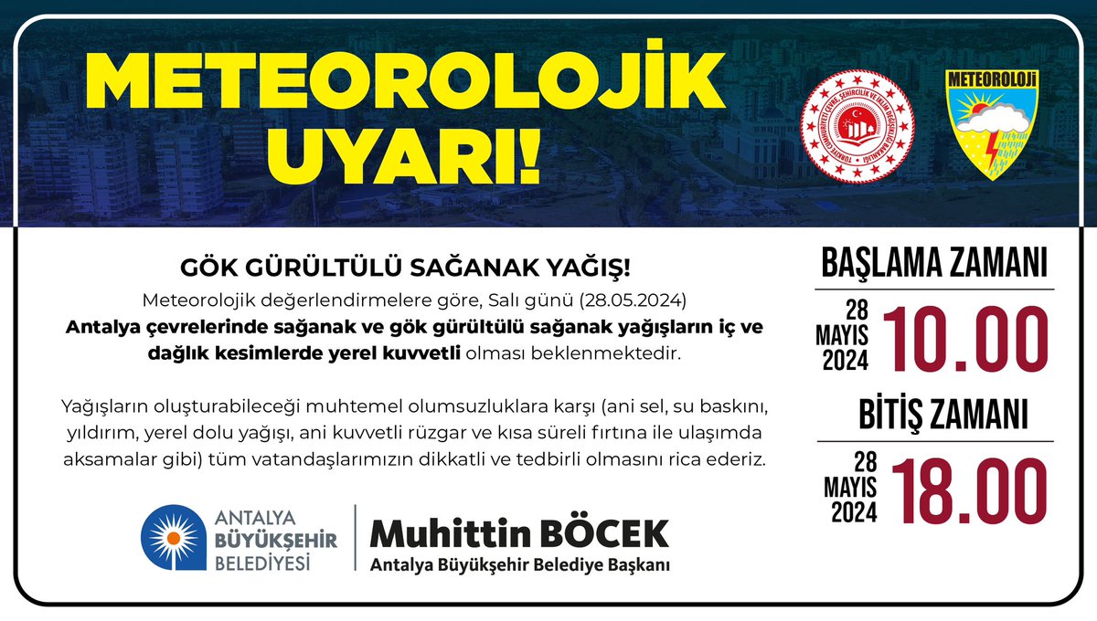 #Meteorolojik #Uyarı
.
.
#Antalya