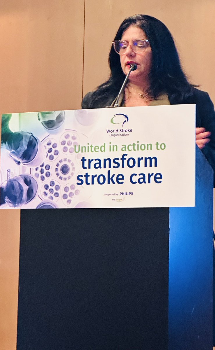 WSO President @sheilambrasil sets out the @WorldStrokeOrg whole system initiatives that work to improve stroke care. From strategic and technical support for govts, to hospital certification and community awareness and calls on decision-makers and system administrators to ‘Unite