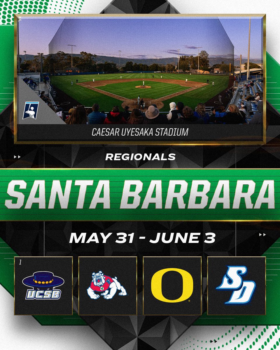 Santa Barbara Regional (14) @UCSB_Baseball @FresnoStateBSB @OregonBaseball @USDbaseball #RoadToOmaha