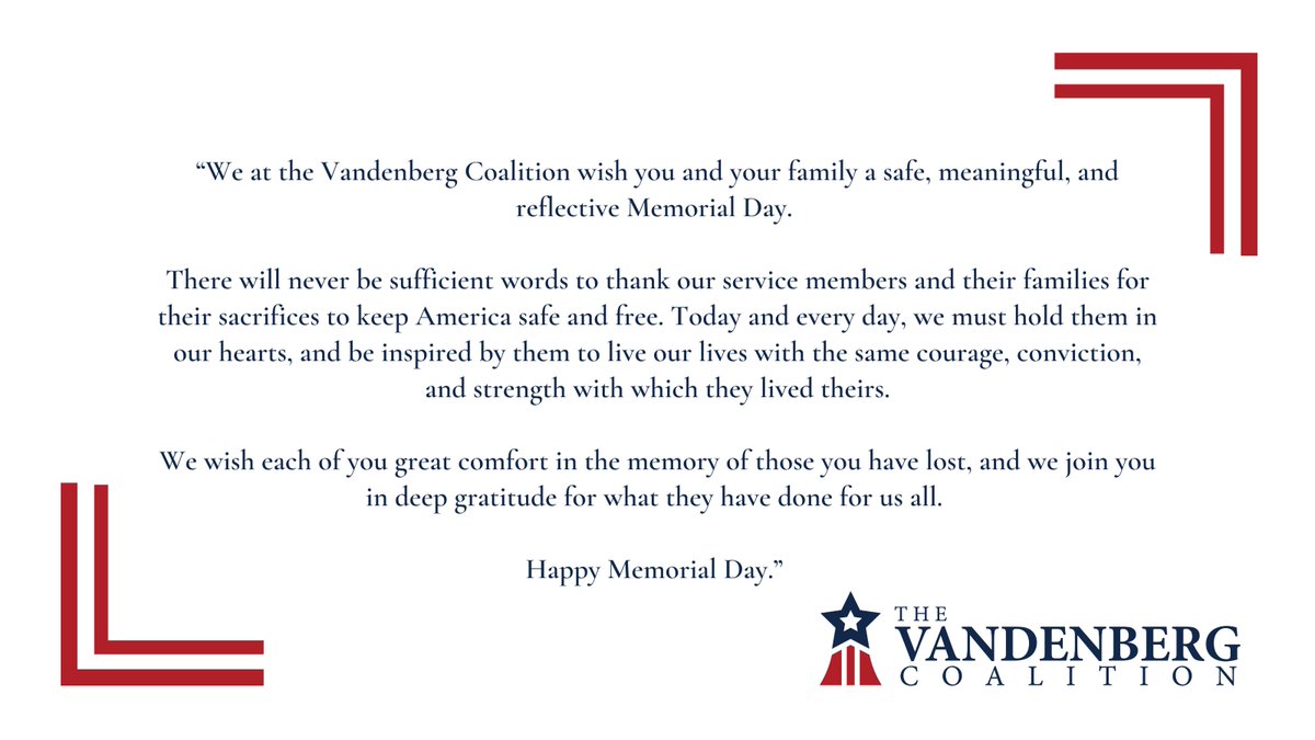 We wish you and your family a safe and happy Memorial Day.