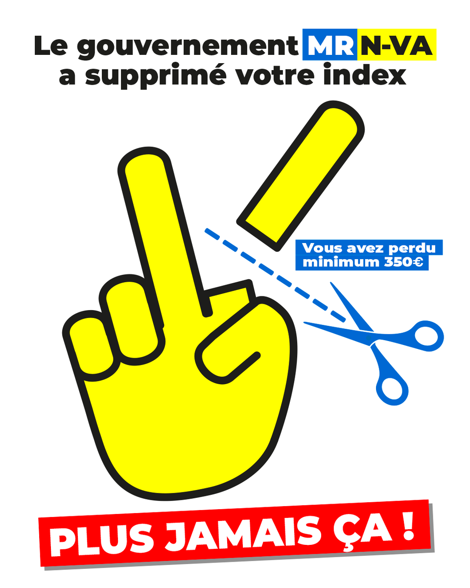 Sans le @PSofficiel, les travailleurs trinquent ! Voter MR, c’est voter pour un nouveau saut d’index. #PlusJamaisCa !