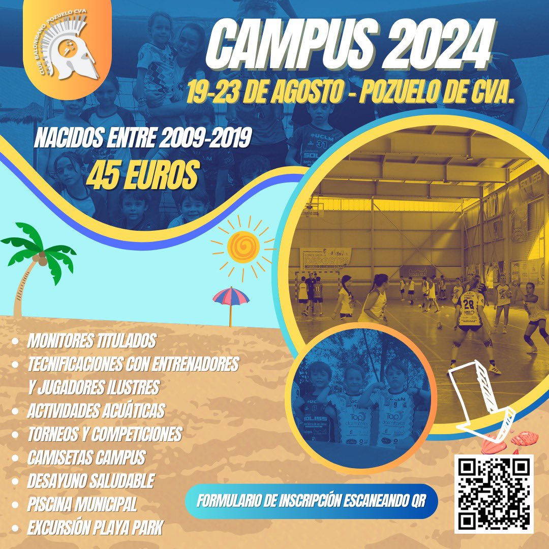 BMPozueloCva's tweet photo. 🌊𝐂𝐀𝐌𝐏𝐔𝐒 𝐃𝐄 𝐕𝐄𝐑𝐀𝐍𝐎 𝟐𝟎𝟐𝟒☀️

🚨¡𝗔𝗯𝗿𝗶𝗺𝗼𝘀 𝗲𝗹 𝗽𝗹𝗮𝘇𝗼 𝗱𝗲 𝗶𝗻𝘀𝗰𝗿𝗶𝗽𝗰𝗶ó𝗻! 

📝 Apuntate a la nueva edición de nuestro campus que celebraremos entre el 𝟭𝟵 𝘆 𝟮𝟯 𝗱𝗲 𝗔𝗴𝗼𝘀𝘁𝗼 para los niñ@s 𝗻𝗮𝗰𝗶𝗱𝗼𝘀 𝗲𝗻𝘁𝗿𝗲 𝟮𝟬𝟬𝟵 𝘆 𝟮𝟬𝟭𝟵‼️ https://t.co/UpCxewjPup