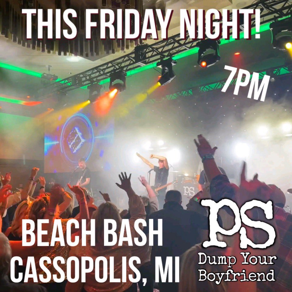 This Friday Night!! Stone Lake Beach Bash in Cassopolis, MI!! Show starts at 7pm!! Followed by a Drone show! See ya there!! #cassopolismichigan #stonelake #thisfridaynight #psdyb #psdumpyourboyfriend #pfreakshow #pfreakshowband #livebands #thisweekend #livemusic #goodtimes