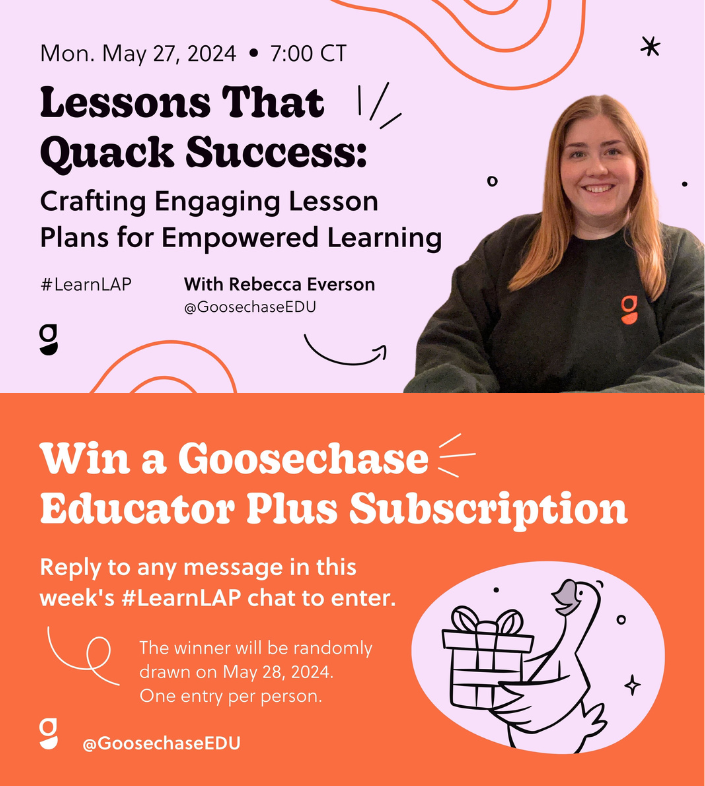 PaulSolarz's tweet photo. Please join @GoosechaseEDU TONIGHT at 7pm Central for #LearnLAP!

#CelebrateMonday #Mondaymorning #Mondaymood #Mondayvibes #edtech #education #edchat #tlap #asechat #BadgeChatK12 #Thetitleonechat #engsschat #formativechat #kyadmin #sschat #DubChat #4thchat #Admin2B #SocEdChat https://t.co/8F2Gm2Gjoa