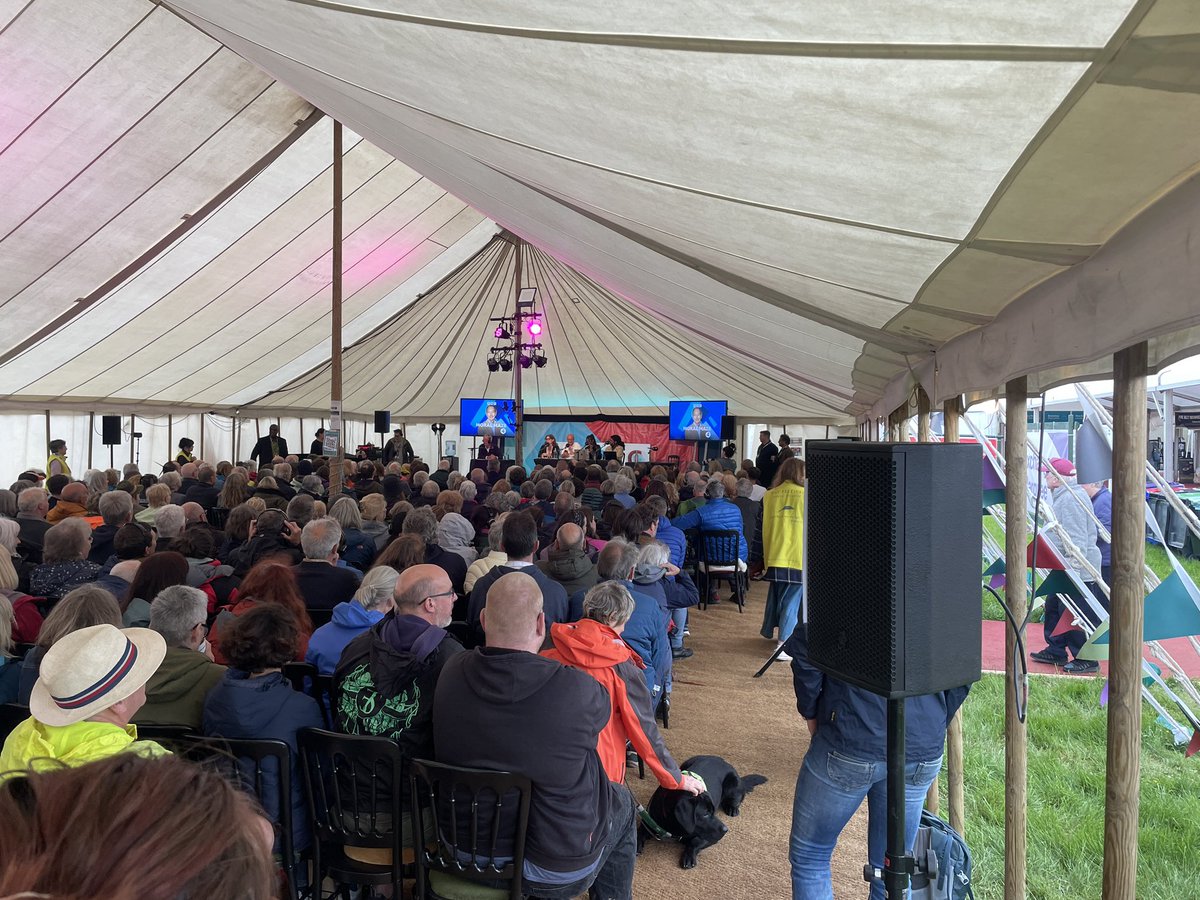 What a time to be alive - @BBCRadio4’s Moral Maze live at @hayfestival. Standing room only!
