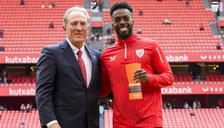 kisaki243's tweet photo. Mardi, le ghanéen Iñaki a été élu joueur africain de @LaLiga 23/24. L’attaquant de Bilbao a obtenu 24% des voix après un vote de journalistes africains auquel @leopardsfoot a eu l’honneur de participer !  Merci à la #laliga pour cette marque de considération envers notre média.🇨🇩 https://t.co/zh5nOugyZl