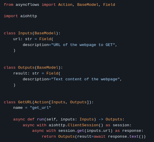 asyncflows's tweet photo. 🧩 Extend asyncflows with custom actions, using strongly-typed pydantic models for inputs/outputs. https://t.co/dVhEAKhBbR