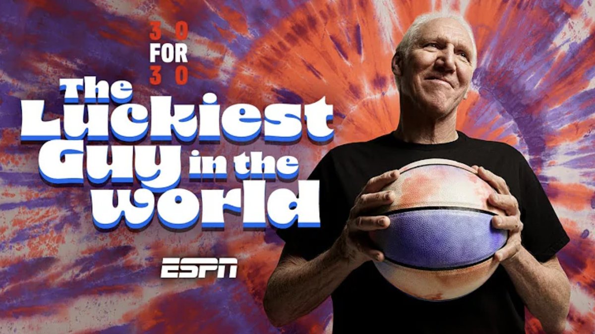 ESPN Films' @30for30 documentary 'The Luckiest Guy in the World' airs across ESPN2 today in remembrance of Bill Walton 🏀 5p & 10:30p ET More: bit.ly/3LszLio