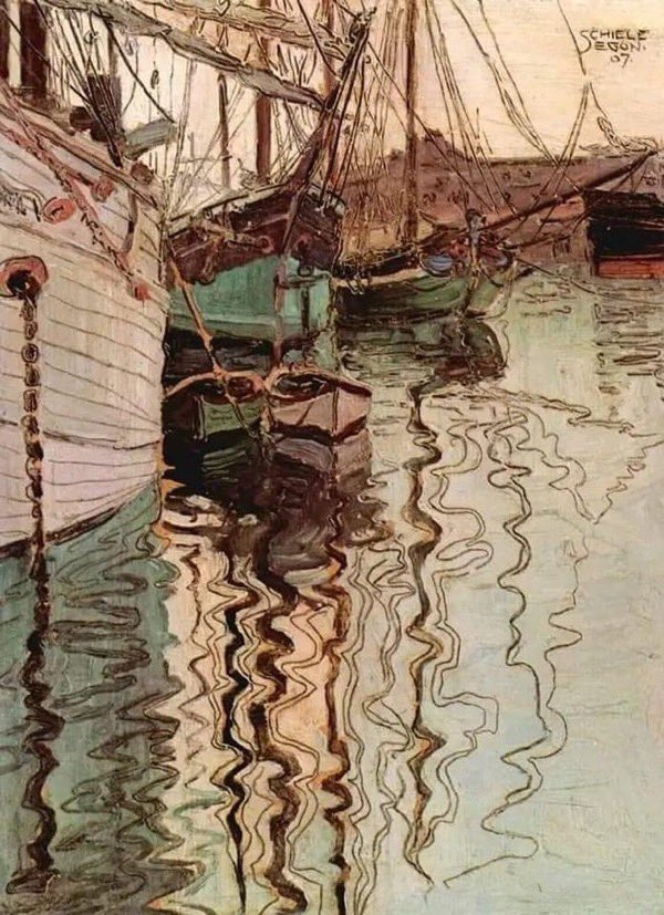 🎨Egon Schiele 1890-1918 Austrian artist “Harbor of Trieste” 🩵 #Art #paintings #colors @duckylemon @mervalls @MaryBroderson @Rebeka80721106 @albertopetro2 @peac4love @paoloigna1 @GerberArancio @neblaruz @marmelyr @JohnLee90252472 @ampomata @JimBeattie18 @HeinzRudolf155