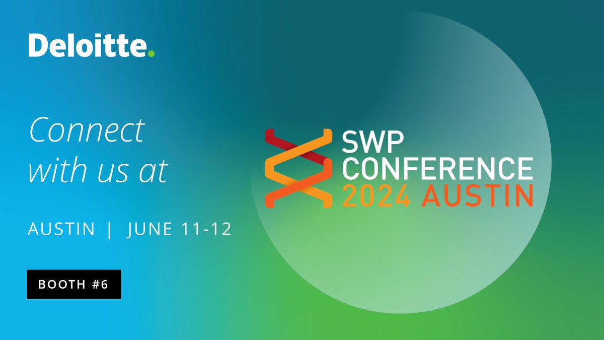 DeloitteUS's tweet image. #SWPConference is coming to Austin June 11-12. Will we see you there? Be sure to stop by our booth and check out our speaking sessions on the #FutureOfWork and #HCTrends. deloi.tt/3QYx3ES