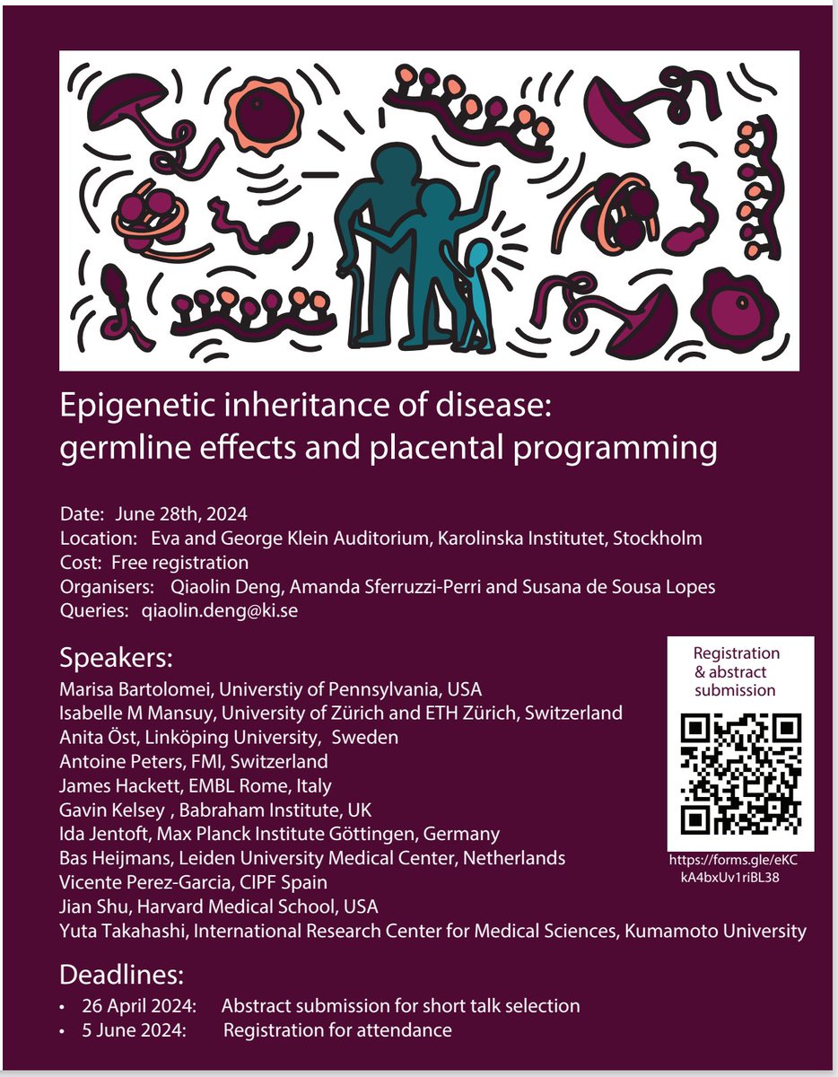 Qiaolin Deng (@qiaolindeng) on Twitter photo Don’t miss the last chance to register the symposium “Epigenetic inheritance of disease: germline effects and placental programming” at Karolinska Institutet! A great lineup of speakers and free registration. <a href="/PerriLab/">Sferruzzi-Perri lab</a> Don’t miss the last chance to register the symposium “Epigenetic inheritance of disease: germline effects and placental programming” at Karolinska Institutet! A great lineup of speakers and free registration. <a href="/PerriLab/">Sferruzzi-Perri lab</a>