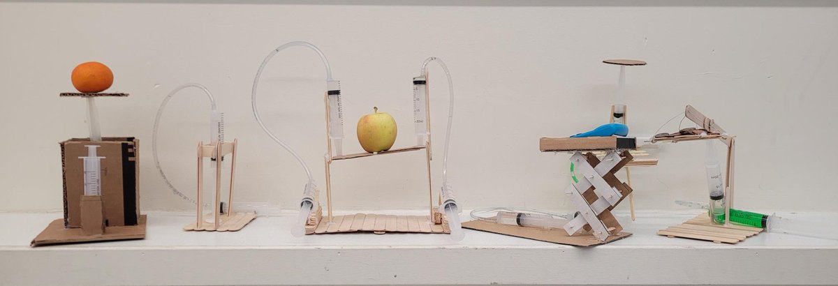 Grade 7/8 students showcased their understanding of fluids by creating hydraulic and pneumatic device models. They wrote reports on their device's performance, usability, and mechanics. #STEM #Hydraulics #Pneumatics #StudentInnovation.