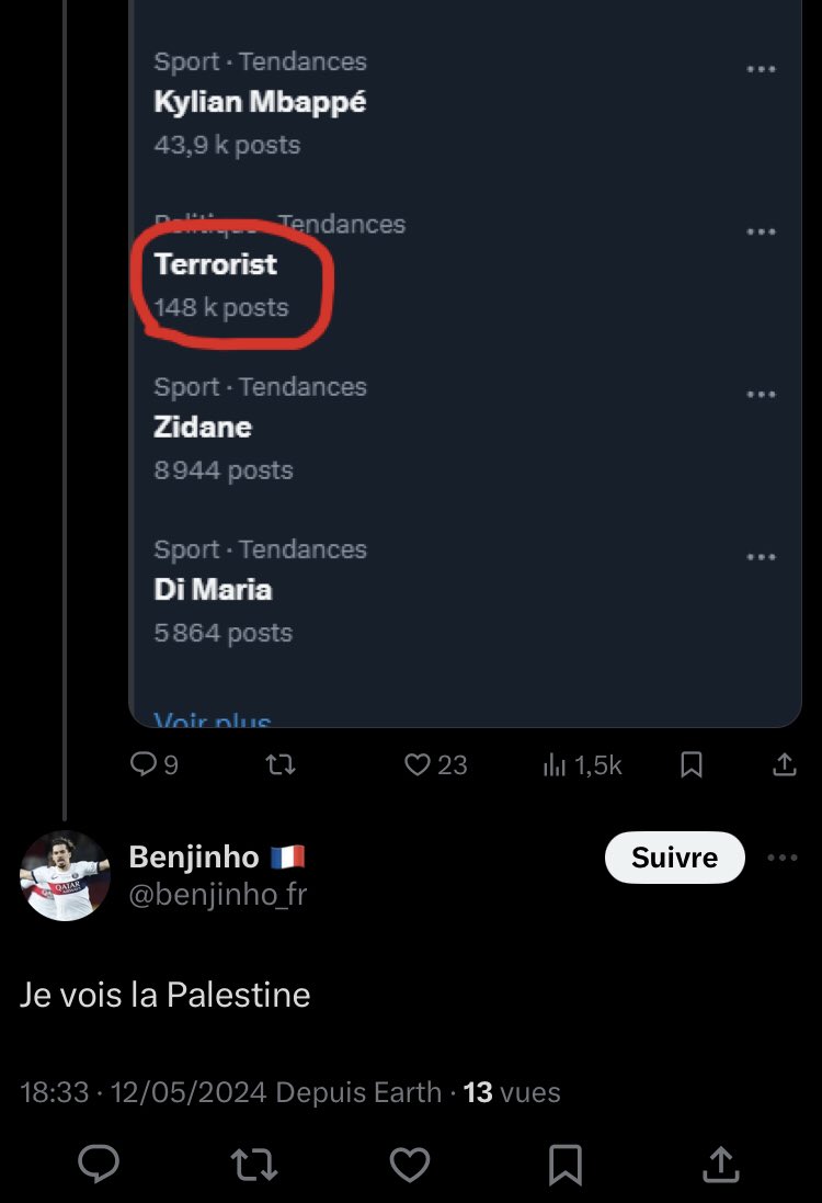 (Il est pas content parce qu’il est contre la Palestine)