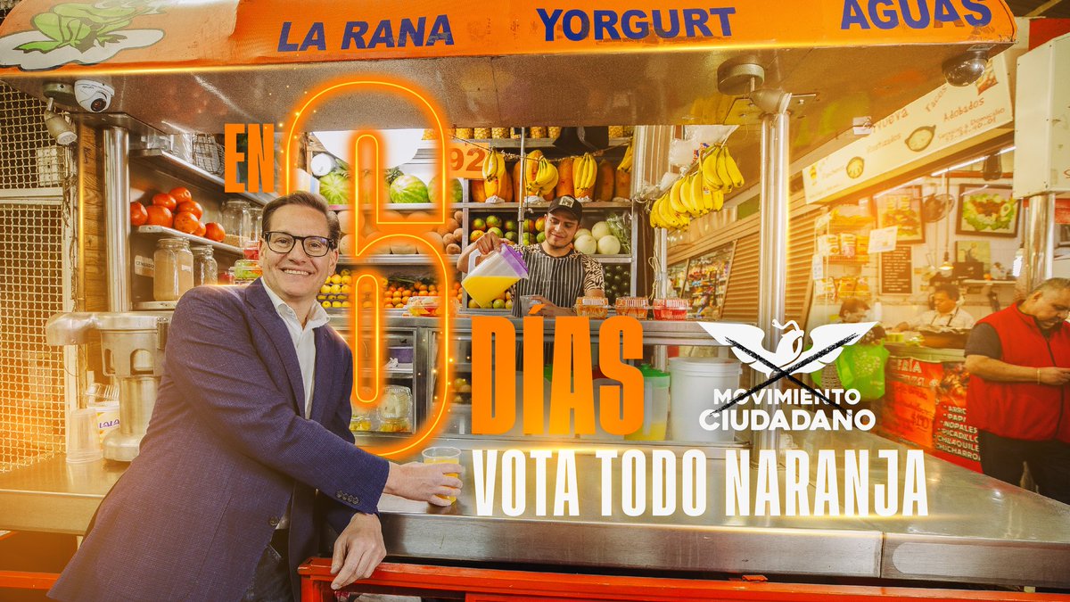 Quedan 6 días para elegir al mejor candidato para construir una mejor Ciudad de México. ¡Vota naranja! ¡Vota @MovCiudadanoMX! 🍊