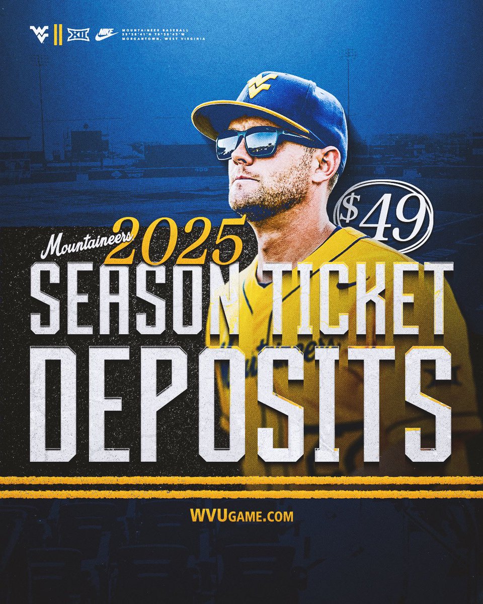 This is the first time since 1964 that @WVUBaseball will compete in back-to-back @NCAABaseball Regionals. 60 Years. The support by loyal Mountaineers has continued to propel this program forward. Watch us in Arizona and get your tickets for 2025. #HailWV