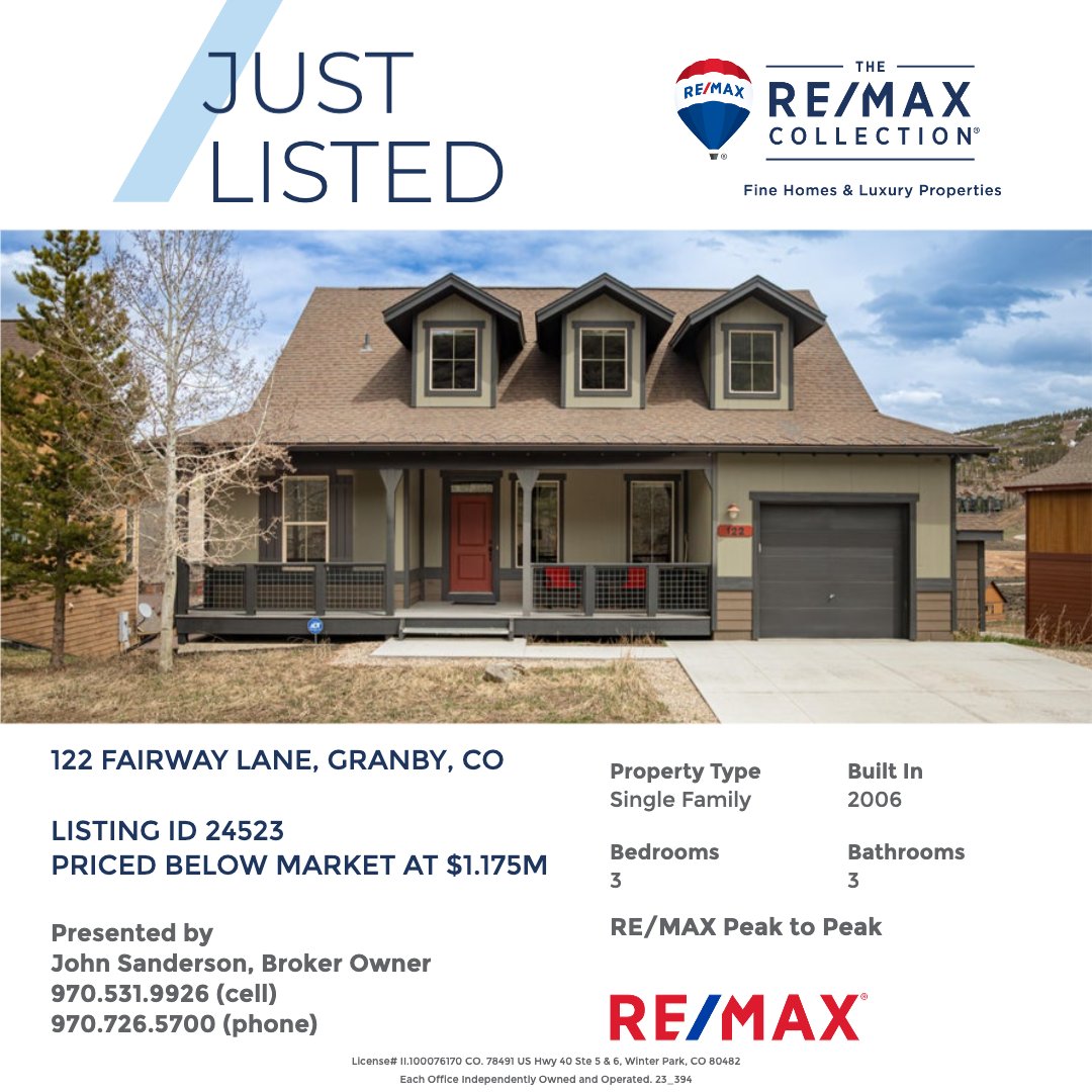 johnsandsays's tweet photo. Your Granby Ranch mountain getaway awaits you with this ideally located 2411 sq/ft 3-bed home. Walk out your door to 5,000 acres of hiking, biking, and ski trails, an 18-hole golf course and blue ribbon fishing.

#remax #remaxpeaktopeak #granbyranch #johnsandsays https://t.co/d3ggjtfDsd
