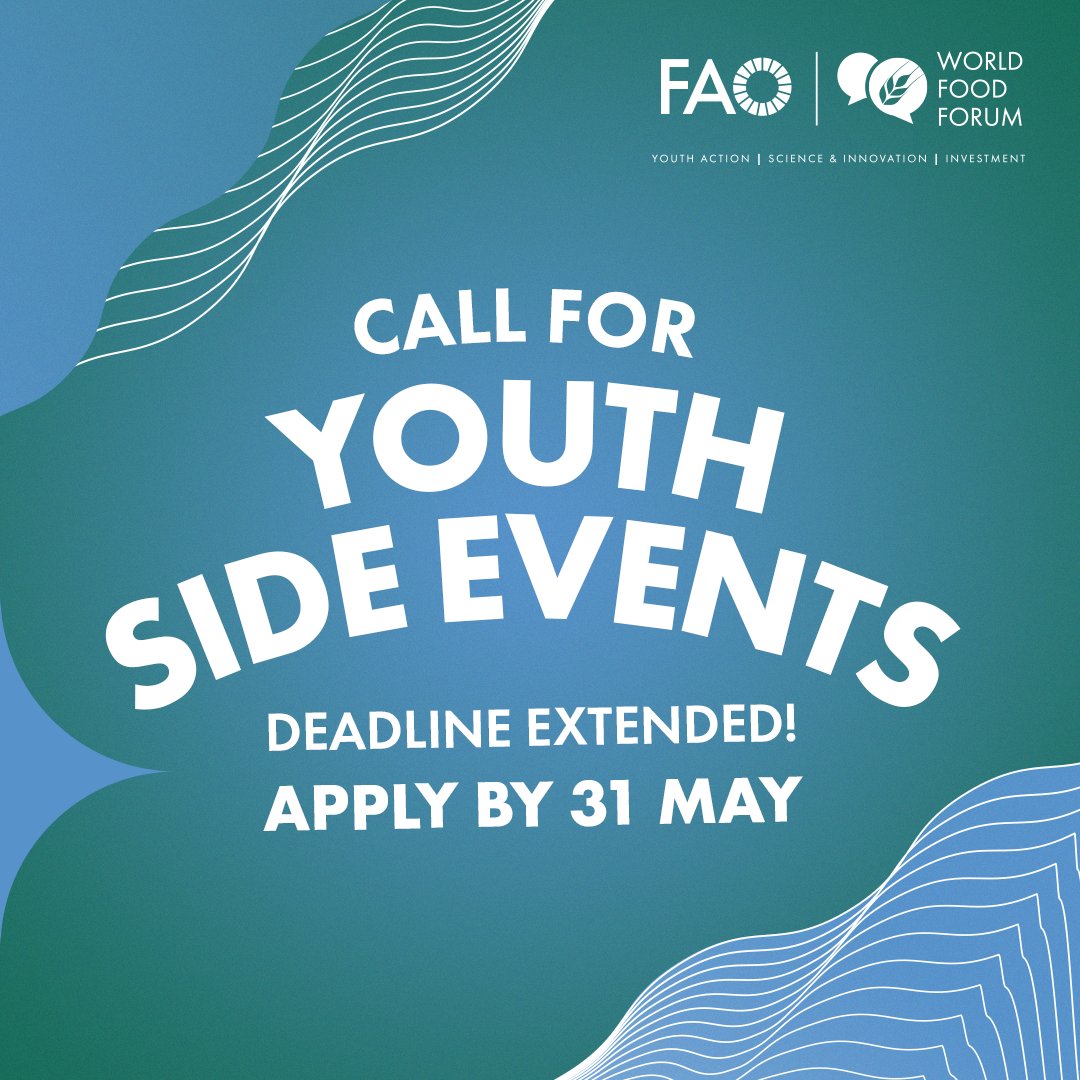 World_FoodForum's tweet photo. 📢 YOUTH SIDE EVENTS: Deadline Extended to 31 May!

👉 Apply now: https://t.co/caEYEqsIlJ https://t.co/jBwwl5OiC9