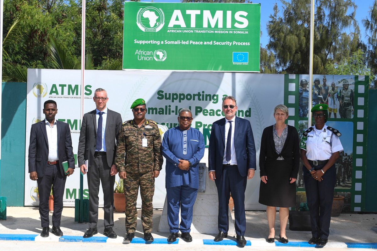ATMIS_Somalia's tweet photo. Today in #Mogadishu, the Deputy SRCC, Sivuyile Thandikhaya Bam met a delegation from the German Ministry of Foreign Affairs, led by Director for Sub-Saharan Africa & Sahel, (@GERonAfrica) Amb. Christoph Retzlaff. They discussed the ongoing #ATMISDrawdown & other issues of mutual interest.