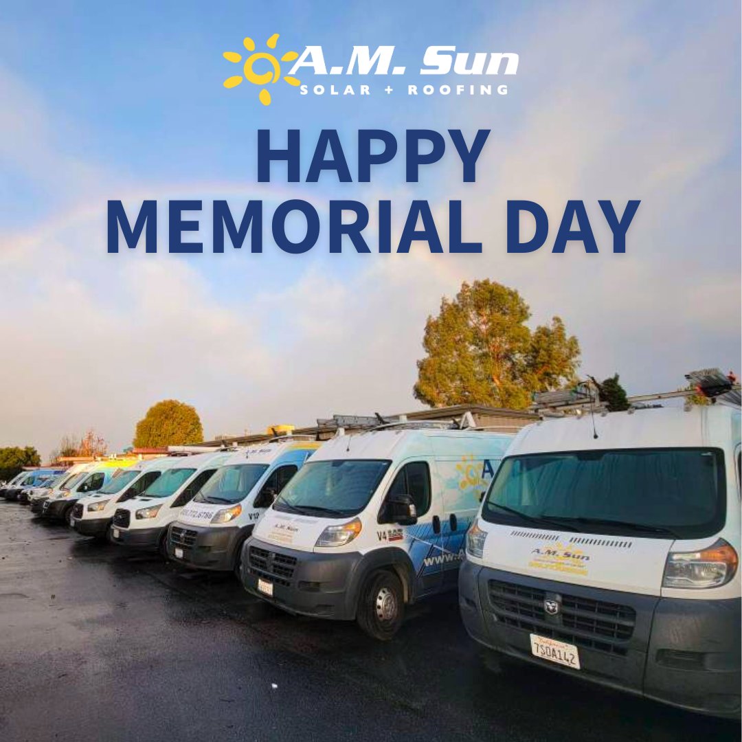 Wishing you a peaceful Memorial Day weekend from all of us at A.M. Sun Solar & Roofing. Take a moment today to remember and honor those who have served. 🇺🇸 #SolarPower #EnergyIndependence #SolarEnergy #GoSolar #AMSunSolar #SolarPanels #Roofing #SupportLocal #AMSunSolar