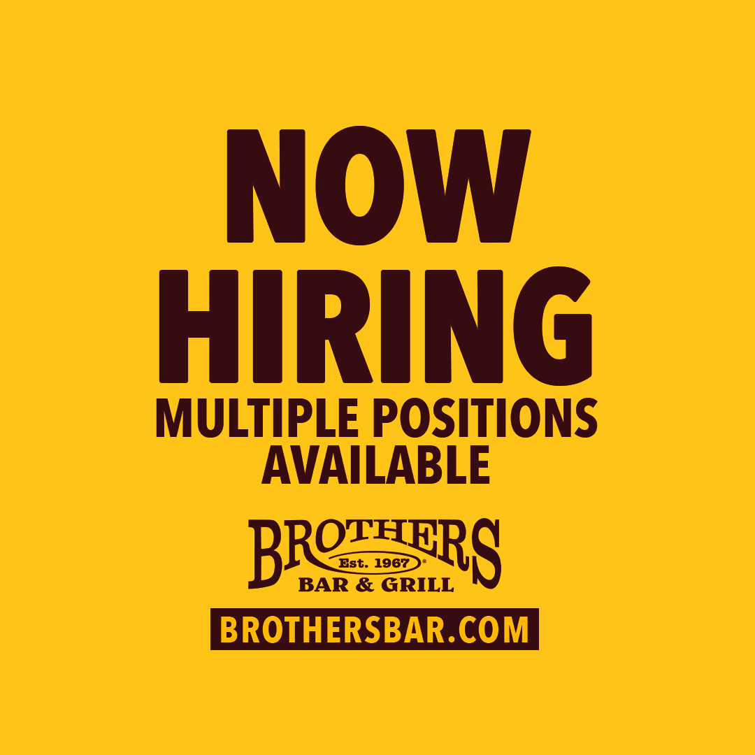 Now Hiring! 🍻 Multiple positions open. Join our fun, fast-paced team:

🥃 Bartenders
🍺 Servers
🥃 Floor Staff

Apply today at brothersbar.com