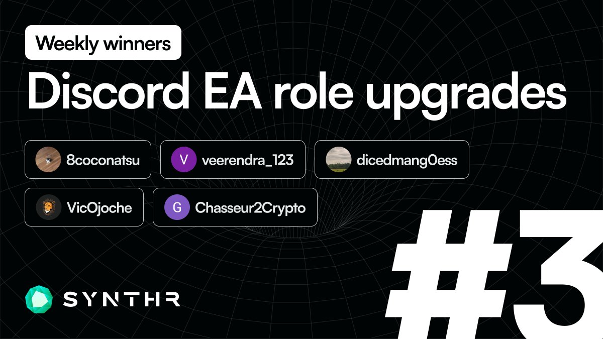 🔥 Big ups to our newest upgraded EA warriors! Double syCREDITS means double the rewards! 

💎 Dive into SYNTHR #Zealy page, earn those XP points, and push your hustle to the max! 💪⚡️ Time to shine!