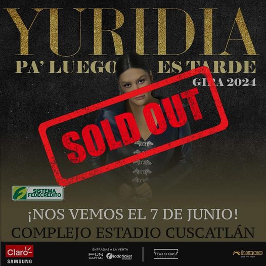 noticiaselsal13's tweet image. ¡SOLD OUT! Todos los fans de Yuridia Flores están listos para este próximo 7 de junio. 📷📷

¡Nos vemos en el Complejo del Estadio Cuscatlán! 📷📷 ¿Qué canción deseas cantar a todo pulmón?

#yuridia #PaLuegoEsTarde #twoshows #ElSalvador