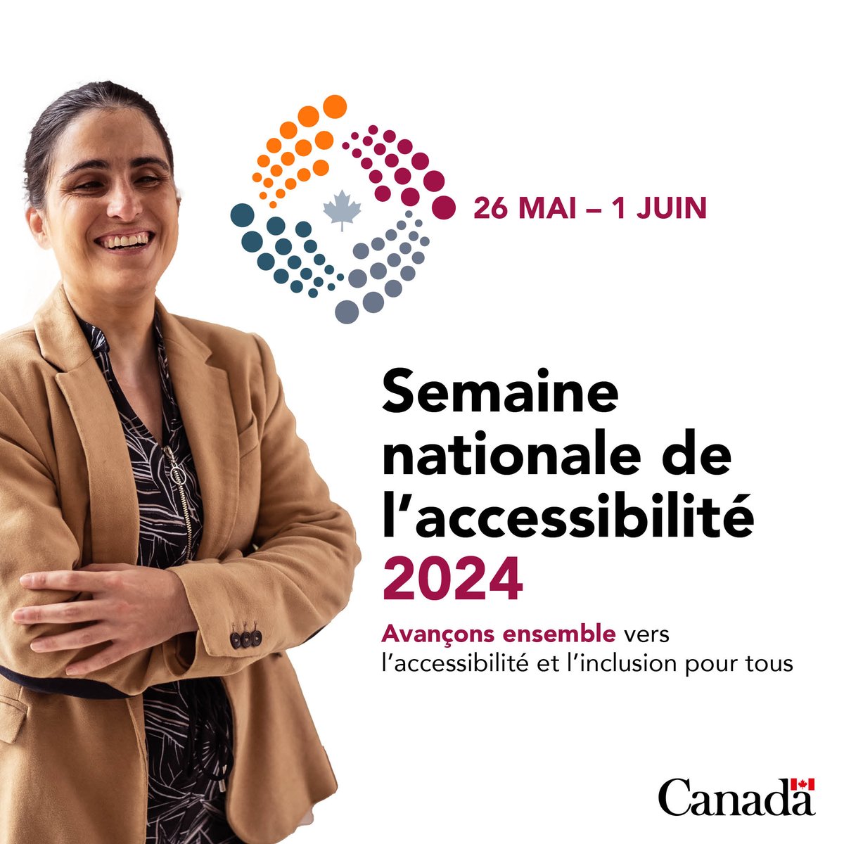 Du 26 mai au 1er juin 2024, le Canada célèbre la semaine nationale de l’accessibilité. Un Canada entièrement inclusif profite à tout le monde. La force de notre pays réside dans la diversité de sa population, de toute sa population. @AccessibleGC