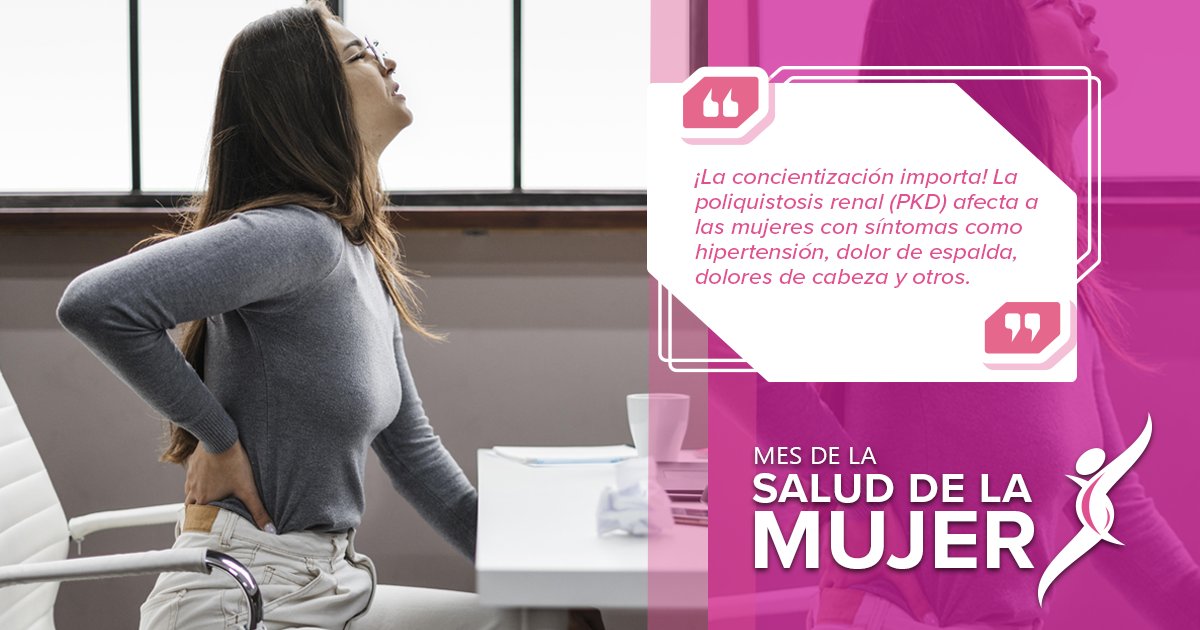 ¡La concientización importa! La poliquistosis renal (PKD) afecta a las mujeres con síntomas como hipertensión, dolor de espalda, dolores de cabeza y otros. La detección precoz es clave. #KidneyHealth #WomensHealthMonth #GoHealthyHouston