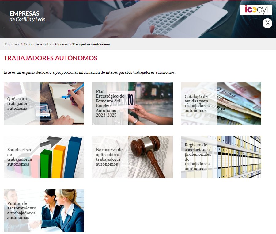 🖱️Consulta de forma rápida toda la información que te interesa si eres autónomo en #CastillayLeón

💶Ayudas convocadas por <a href="/jcyl/">Junta de Castilla y León</a>
📍Puntos de atención al emprendedor
📖Normativa
📊Estadísticas

empresas.jcyl.es/web/es/economi…