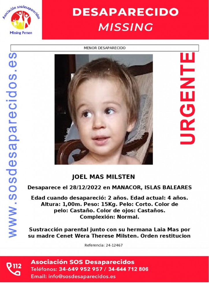 🆘 DESAPARECIDOS
Sustracción Parental
#sosdesaparecidos #Desaparecido #Missing #España #Manacor #IslasBaleares #ParentalAbduction
Fuente: @NisdeOrg