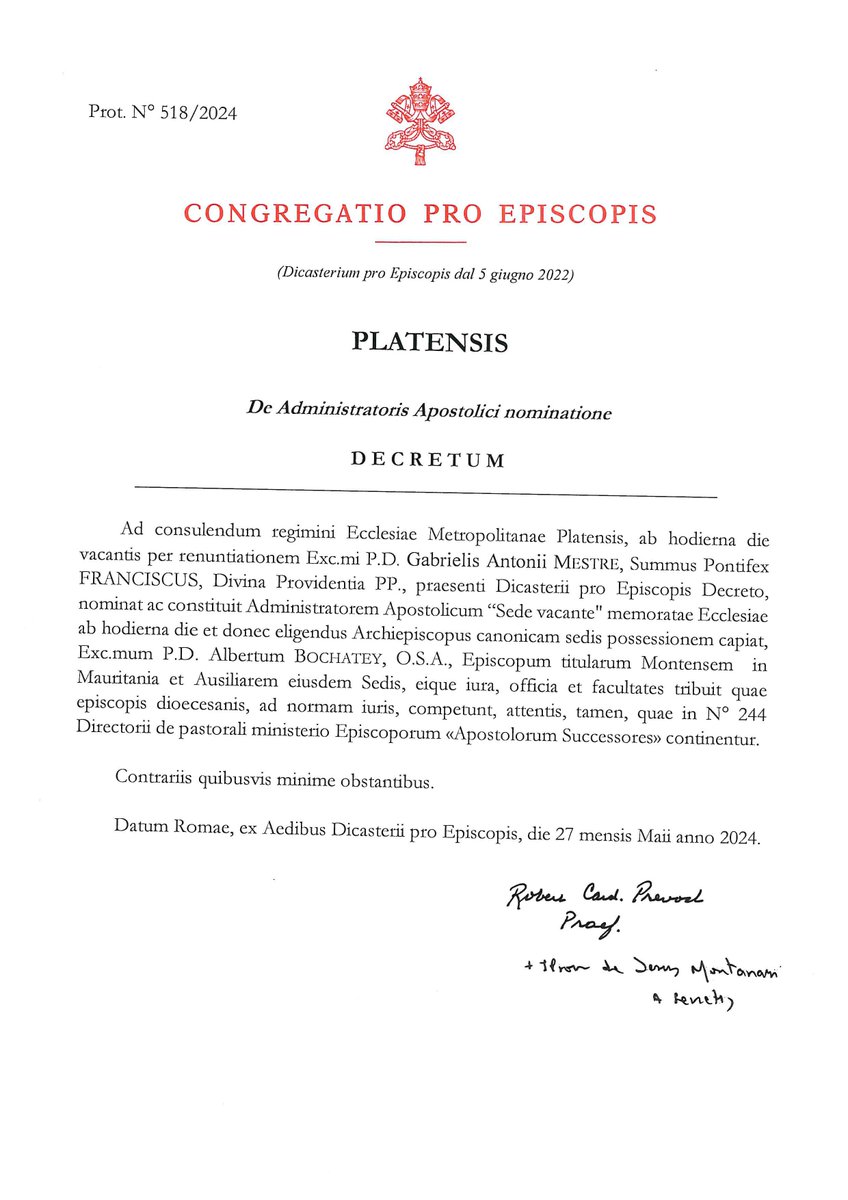 Arquidiócesis de La Plata (@arzobispadolp) on Twitter photo 𝐌𝐨𝐧𝐬‧ 𝐀𝐥𝐛𝐞𝐫𝐭𝐨 𝐆𝐞𝐫𝐦𝐚́𝐧 𝐁𝐨𝐜𝐡𝐚𝐭𝐞𝐲, 𝐎𝐒𝐀, 𝐀𝐝𝐦𝐢𝐧𝐢𝐬𝐭𝐫𝐚𝐝𝐨𝐫 𝐀𝐩𝐨𝐬𝐭𝐨́𝐥𝐢𝐜𝐨 𝐝𝐞 𝐥𝐚 𝐀𝐫𝐪𝐮𝐢𝐝𝐢𝐨́𝐜𝐞𝐬𝐢𝐬 𝐝𝐞 𝐋𝐚 𝐏𝐥𝐚𝐭𝐚
Comunicado de Cancillería, lunes 27 de mayo de 2024:
arzolap.org.ar/home/mons-albe… 𝐌𝐨𝐧𝐬‧ 𝐀𝐥𝐛𝐞𝐫𝐭𝐨 𝐆𝐞𝐫𝐦𝐚́𝐧 𝐁𝐨𝐜𝐡𝐚𝐭𝐞𝐲, 𝐎𝐒𝐀, 𝐀𝐝𝐦𝐢𝐧𝐢𝐬𝐭𝐫𝐚𝐝𝐨𝐫 𝐀𝐩𝐨𝐬𝐭𝐨́𝐥𝐢𝐜𝐨 𝐝𝐞 𝐥𝐚 𝐀𝐫𝐪𝐮𝐢𝐝𝐢𝐨́𝐜𝐞𝐬𝐢𝐬 𝐝𝐞 𝐋𝐚 𝐏𝐥𝐚𝐭𝐚
Comunicado de Cancillería, lunes 27 de mayo de 2024:
arzolap.org.ar/home/mons-albe…