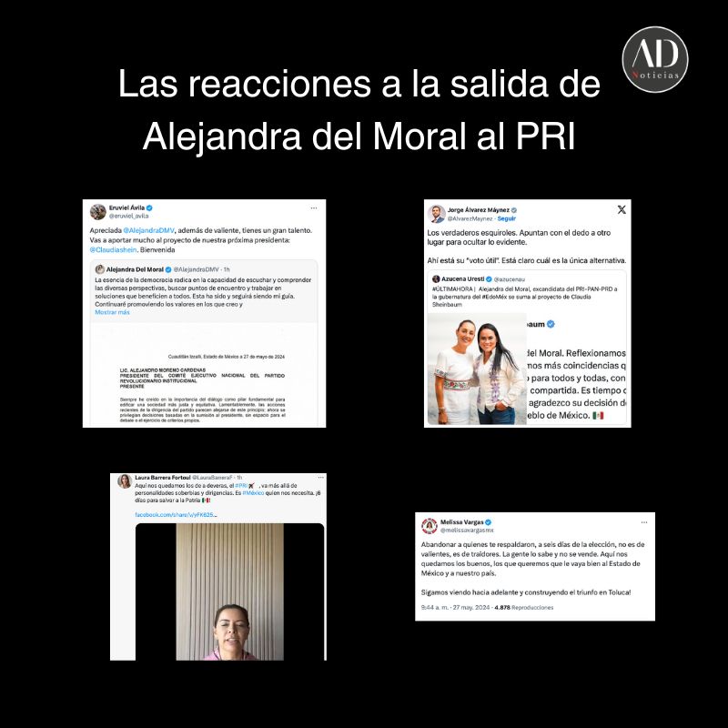 ⭕️ Priistas del #Edomex reaccionaron a la salida de Alejandra del Moral ¿Qué opinas? Lee más en: acortar.link/evTrN4