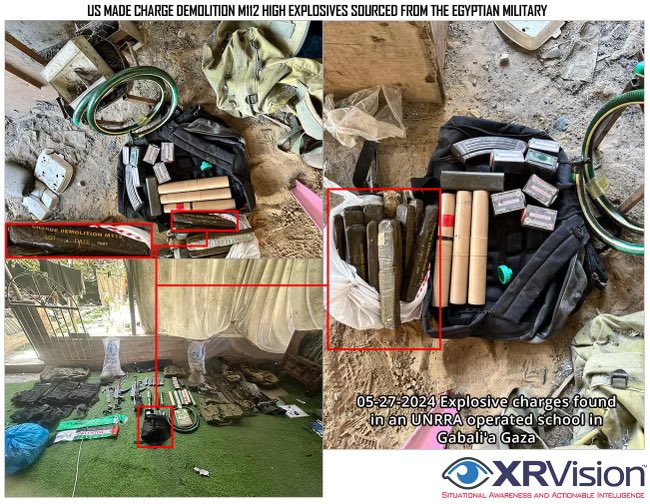 EXCLUSIVE: The IDF @IDF just recovered US-made M112 explosive charges in a @UNRWA school in Jabalia, Gaza. Intelligence sources have told me that the batch numbers on the charges indicate that they are from a 2007 US production that were sold to the Egyptians. This is a major