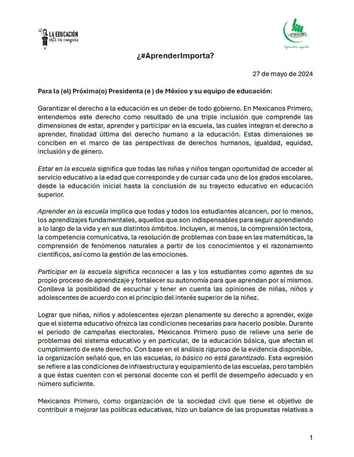 Mexicanos1o's tweet photo. #Carta a la próxima #presidenta #presidente de #México @XochitlGalvez @Claudiashein @AlvarezMaynez 1/3
@reformanacional @El_Universal_Mx @CanalOnceTV @LaRazon_mx @SinEmbargoMX @lajornadaonline @Reporte_Indigo @Reporte98_5 @asilascosasWPM @Excelsior @AztecaNoticias @noroestemx https://t.co/lfvAavCjt8
