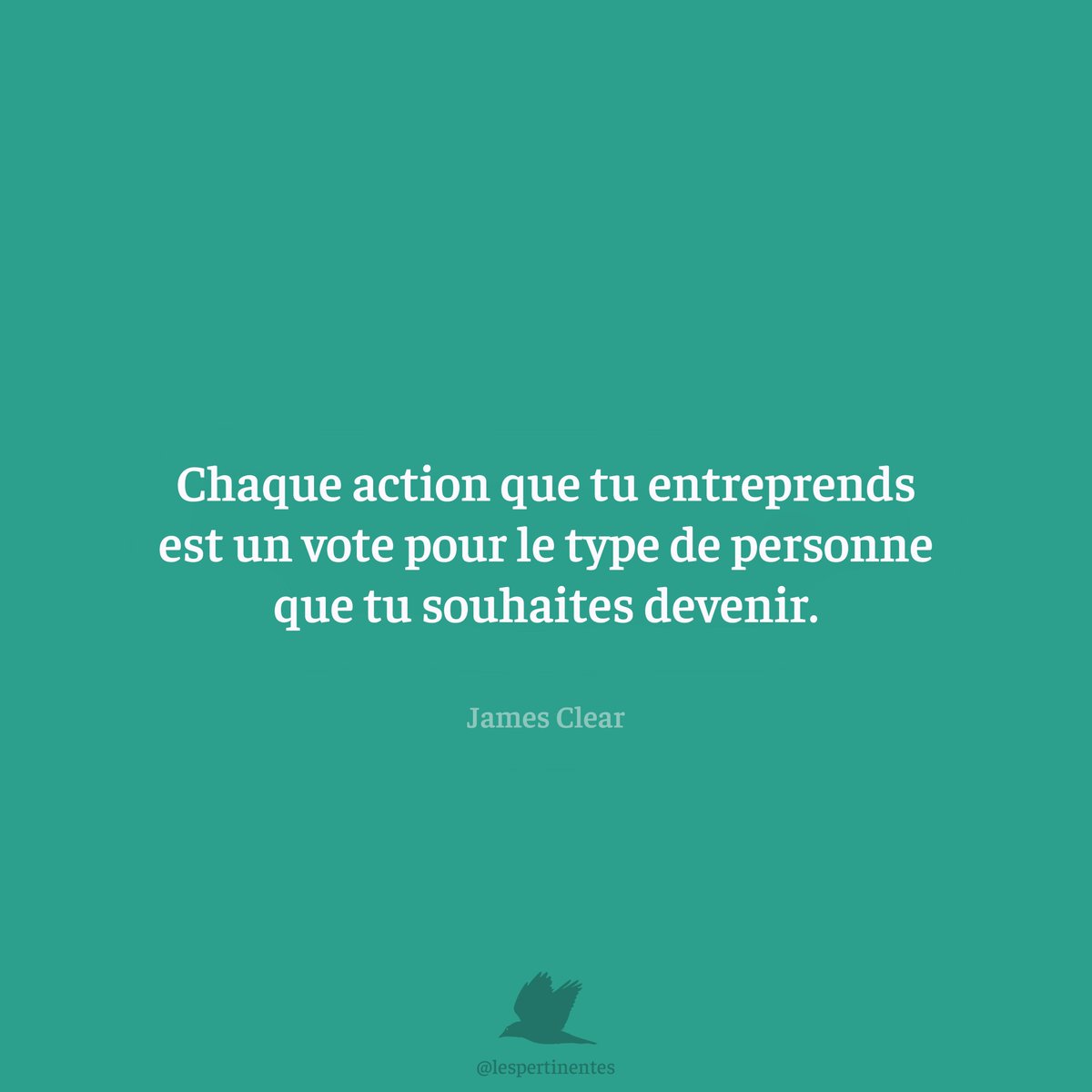 lespertinentes's tweet photo. 💬 James Clear, auteur renommé en développement personnel, nous invite à réfléchir sur le pouvoir cumulatif de nos actions quotidiennes.

Chaque petite décision, chaque geste que nous faisons, contribue à façonner notre identité et à construire la personne que nous aspirons à être.

En voyant chaque action comme un vote pour notre futur moi, Clear souligne l'importance de la constance et de l'engagement dans le processus de transformation personnelle.

Cette citation nous pousse à adopter une perspective proactive et consciente dans notre quotidien.

Plutôt que de sous-estimer l'impact de nos petites actions, nous sommes encouragés à reconnaître leur valeur et leur contribution à notre croissance.

Chaque choix, chaque effort, même minime, est une opportunité de renforcer notre nouvelle identité et de progresser vers nos objectifs de vie.

En accumulant ces "votes" positifs, nous construisons progressivement la preuve tangible de notre engagement envers notre propre évolution.

💭 Quelles petites actions peux-tu commencer à intégrer dès aujourd'hui pour aligner tes comportements avec la personne que tu souhaites devenir ?

🧐 James Clear est un auteur et conférencier américain spécialisé en développement personnel et en formation d'habitudes. Son best-seller "Atomic Habits" explore comment de petites modifications quotidiennes peuvent conduire à des changements significatifs et durables dans la vie.

🌟 Rejoins @lespertinentes pour découvrir, réfléchir et grandir ensemble ! 🌱

#jamesclear #développementpersonnel #habitudes #changement #citationdujour