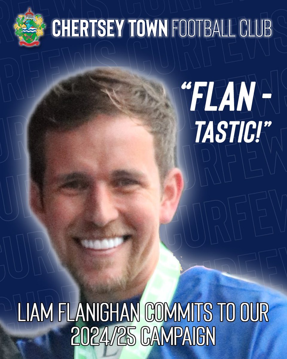 Chertsey Town are delighted to confirm that Liam Flanighan has agreed terms and will remain with the Curfews for the 2024/25 campaign. Liam joined the club last summer, and became a regular in central defence throughout our title winning campaign. Great to have you with us Liam!