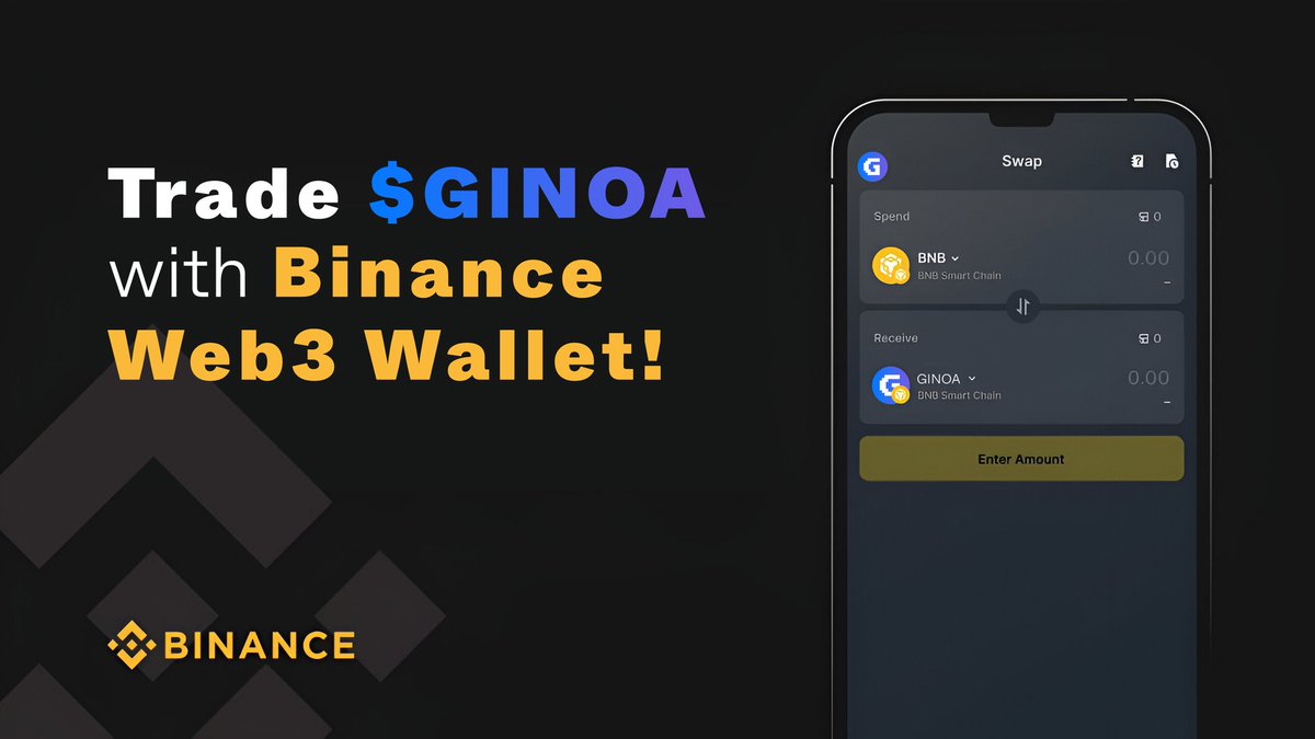🚀 You can trade $GINOA with Binance Web3 Wallet! 🔄💰 Experience seamless transactions and unlock the potential of decentralized finance. Start trading now! #Binance #GINOA #NFT @Web3WithBinance