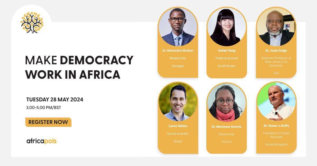 Dr Bodian , politiste à l'IFAN parlera de démocratie en Afrique demain ! C'est ouvert au public participez