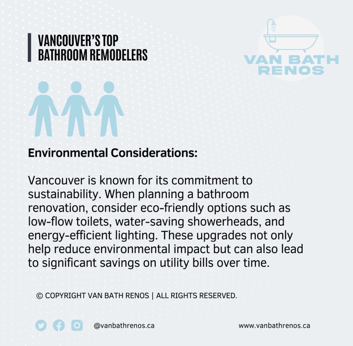 Go green with your bathroom renovation! 🌱

Eco-friendly upgrades like low-flow fixtures and energy-efficient lighting can save money and the planet. 

#VanBathRenos #EcoFriendly #SustainableLiving #GreenRenovation #EnergyEfficiency #WaterConservation #VancouverEco