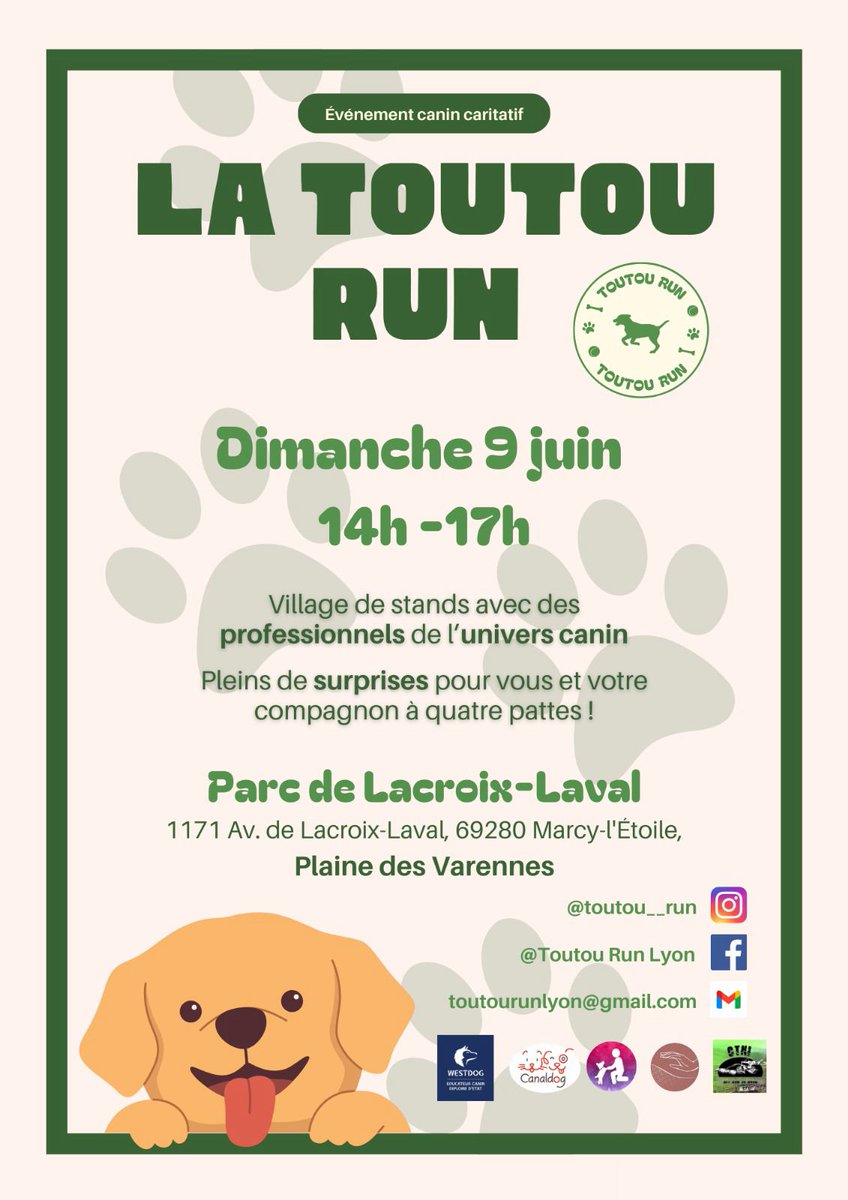 CroquettesFixes's tweet photo. Toutou Run 2024 🐾
Rejoignez-nous le dimanche 9 juin de 14h à 17h au parc de La Croix-Laval! 
Au programme : Village associatif 
Tombola
Surprises et animations
Tous les bénéfices iront à notre association. Venez nombreux avec vos toutous !
#ToutouRun #SansCroquettesFixes https://t.co/EECjLmFC96